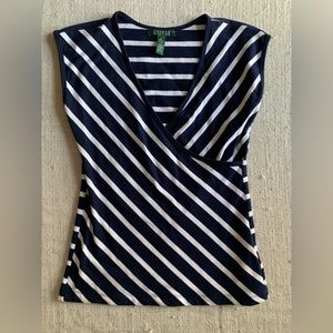 Ralph Lauren navy and white sleeveless pullover top